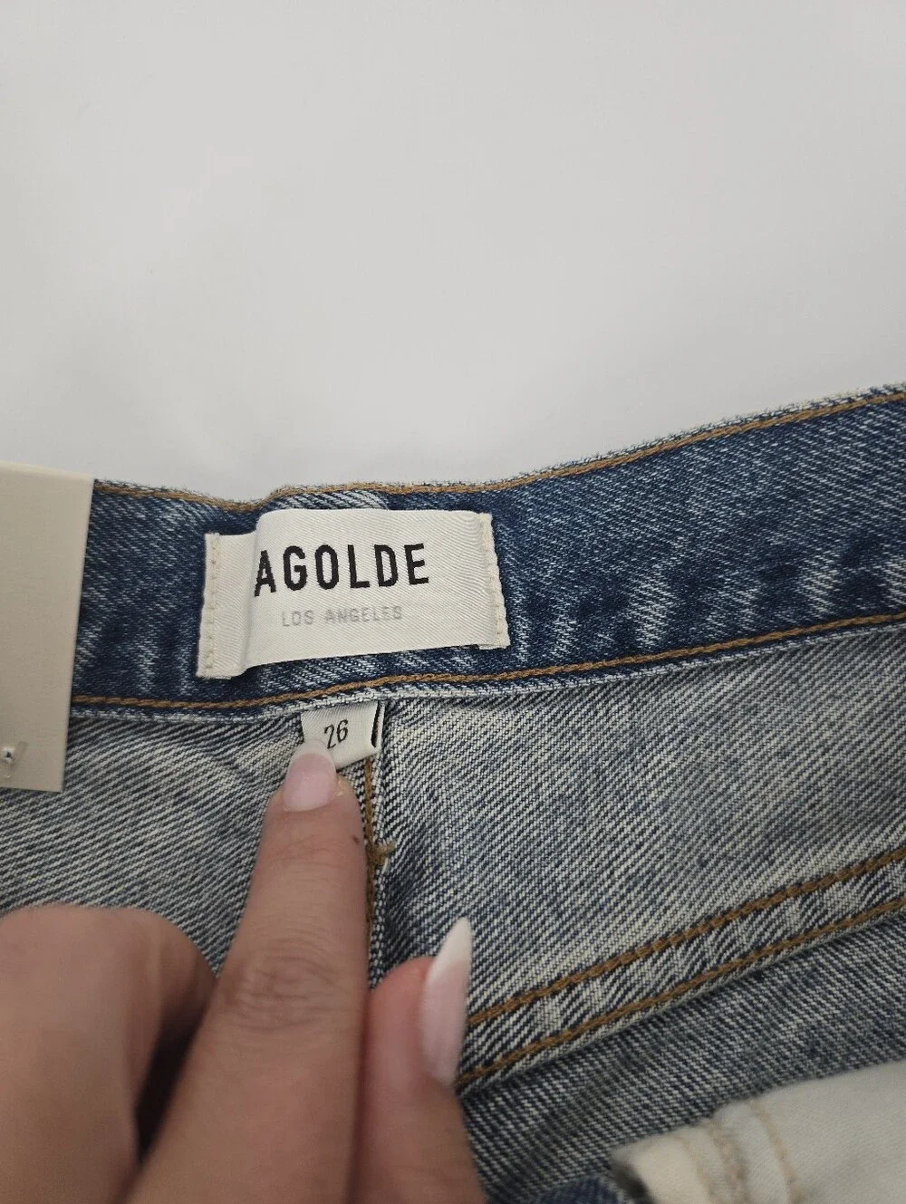 AGOLDE Parker Long Short Wheel Blue Size 26 Loose Fit Vintage Cotton Denim NEW